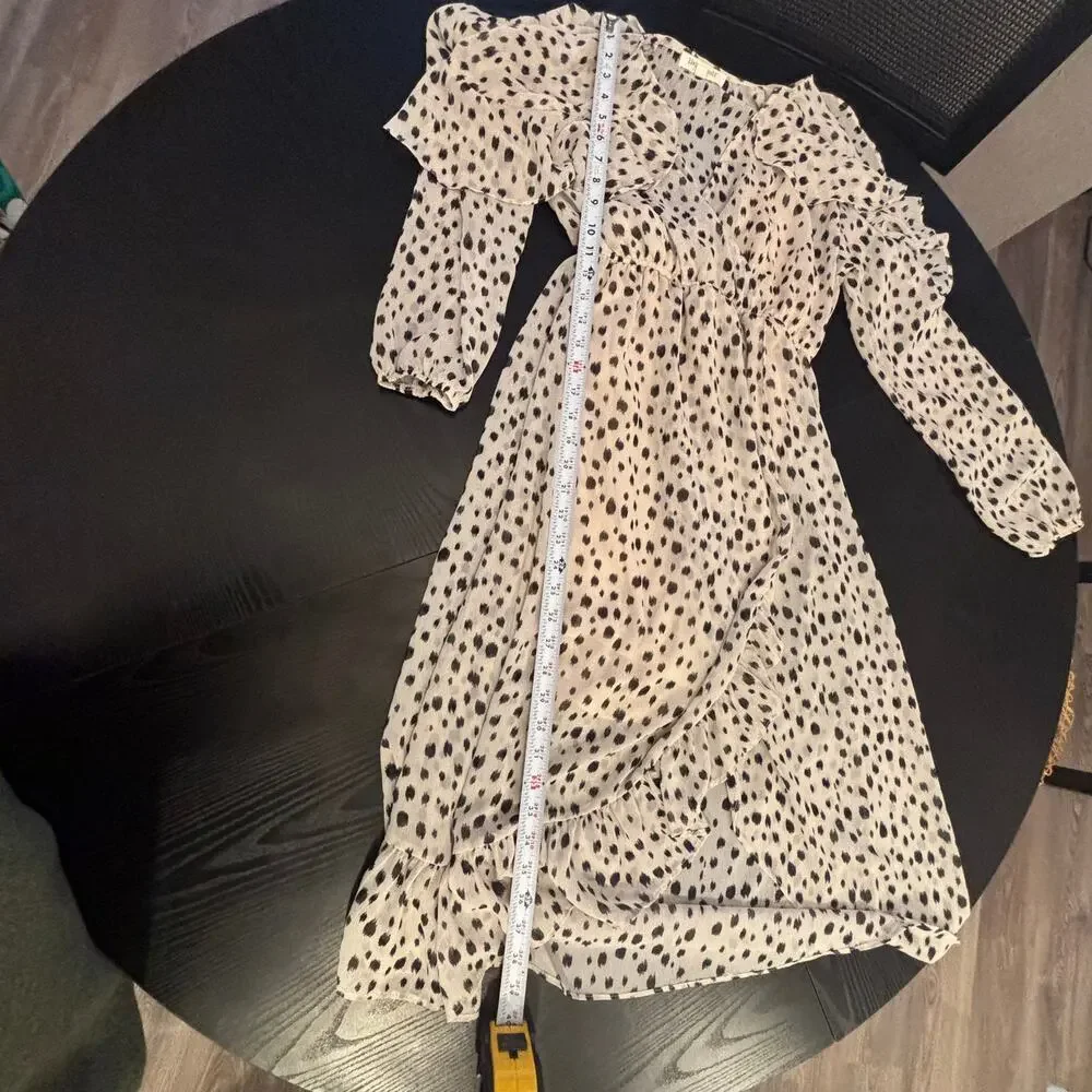 Living Doll Dalmatian Print Ruffle Sleeve Midi Dress Womens Flowy Boho Sz M - Picture 11 of 14